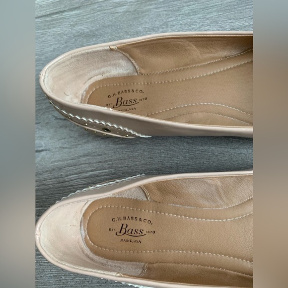 G.H. Bass Layla Beige Faux Patent Leather Flats with Gold Studs/Embellishments - Picture 11 of 11